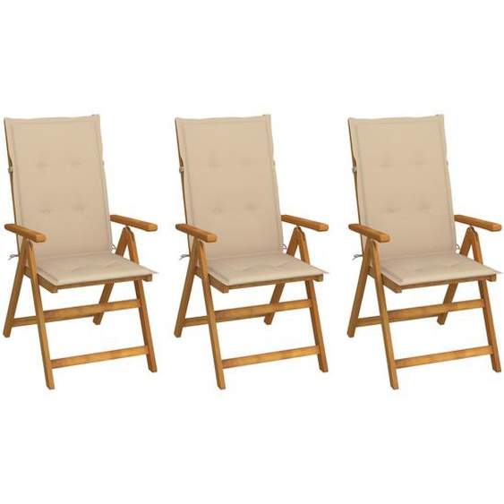 Chaises pliables de jardin lot de 3 avec coussins Bois dacacia