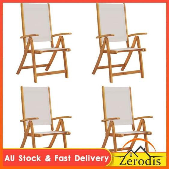 Chaises pliables de jardin lot de 4 bois dacacia et textilène -BK3279238 (PLA)