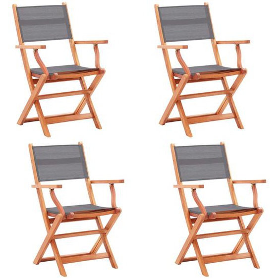 Chaises pliables de jardin lot de 4 Gris Eucalyptus textilène