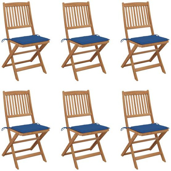 Chaises pliables de jardin lot de 6 avec coussins Bois dacacia