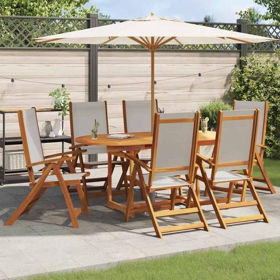 Chaises pliables de jardin lot de 6 bois dacacia et textilène