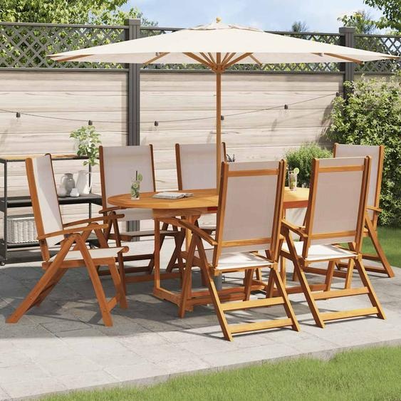 Chaises pliables de jardin lot de 6 bois dacacia et textilène