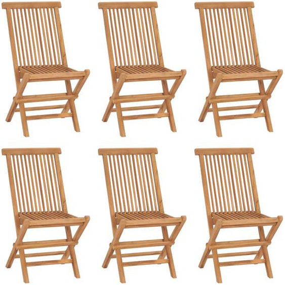 Chaises pliables de jardin lot de 6 Bois de teck solide