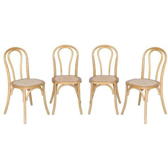 Chaises SWEEEK – Vintage bois & rotin (Lot de 4)