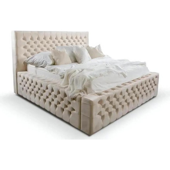 Chambre à coucher Lit double Lit 180сm matelas Beige Style Chesterfield Haute qualité