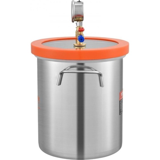 chambre à vide de 19 litres en acier inoxydable (diamètre 28 cm, hauteur 30 cm) avec pompe à vide. Idéal pour stabiliser le bois et dégazer le silicone, la résine et le polyuréthane.