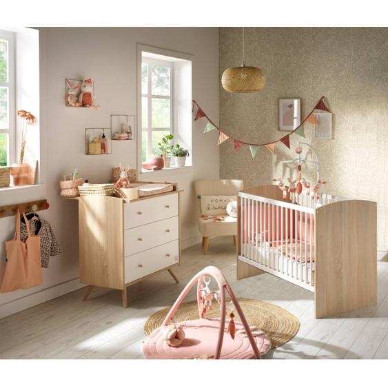 Chambre Bébé Complète, Lit Et Commode À Langer - Access Blanc/marron