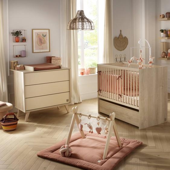 Chambre Bébé, Lit 120x60 Évolutif Et Commode À Langer 3 Tiroirs - Melinee Beige