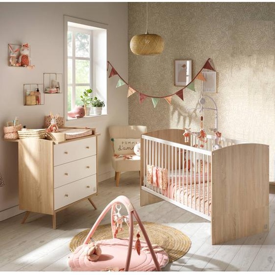 Chambre Bébé, Lit Évolutif Et Commode À Langer - Access Blanc/marron