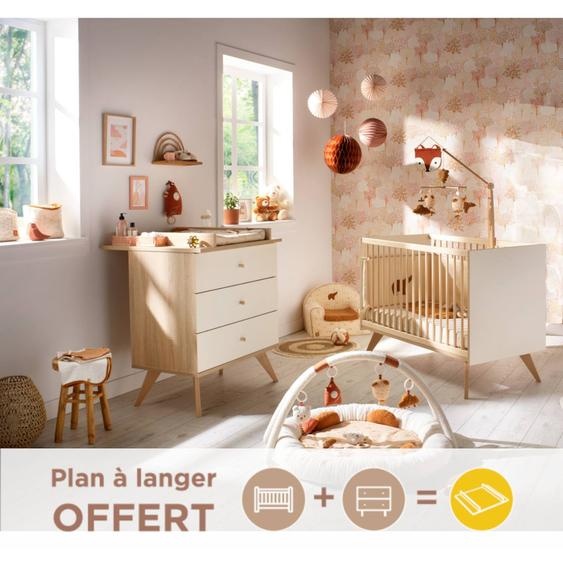Chambre Bébé Complète , Lit 120x60 Et Commode À Langer - Camille Vanille