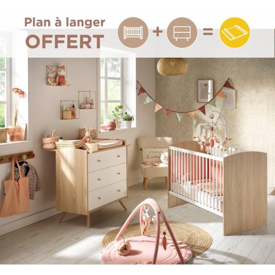 Chambre Bébé Complète, Lit Et Commode À Langer - Access Blanc/marron