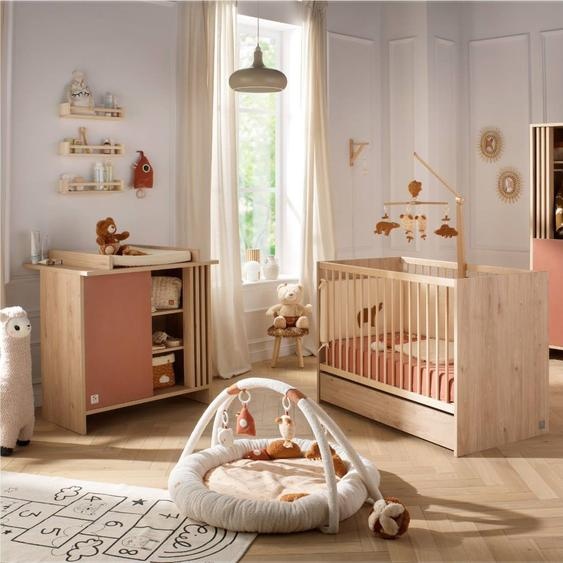 Chambre Bébé Complète, Lit Et Commode À Langer Avec Claustra - Tokyo Rouge/marron