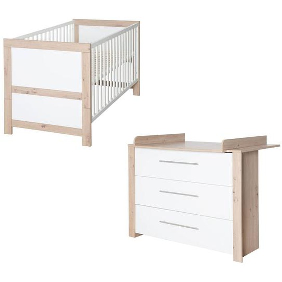 Chambre Bébé Évolutive 2 Pièces - Fermeture Soft-close Malo Blanc - Chêne Sonoma Scié