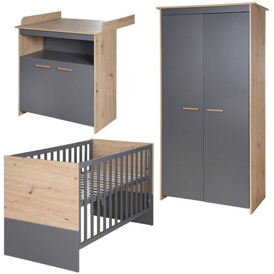 Chambre Bébé Évolutive Complète Avec Soft-close Anna Anthracite - Chêne Kent