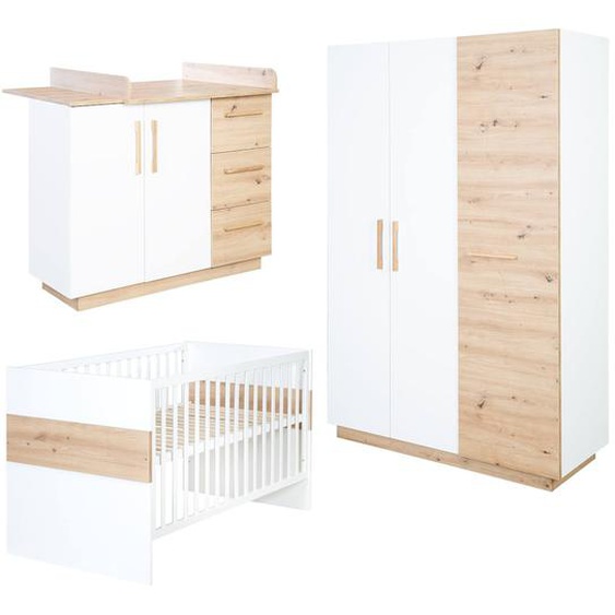 Chambre Bébé Évolutive Complète Avec Soft-close Lion Blanc / Chêne Artisan