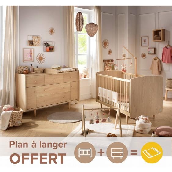 Chambre Bébé Évolutive My Love, Lit 140x70 Évolutif Et Commode À Langer - My Love Marron
