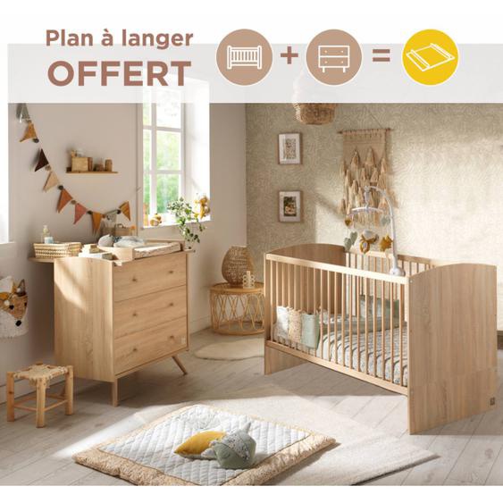 Chambre Bébé, Lit Évolutif Et Commode À Langer - Access Marron