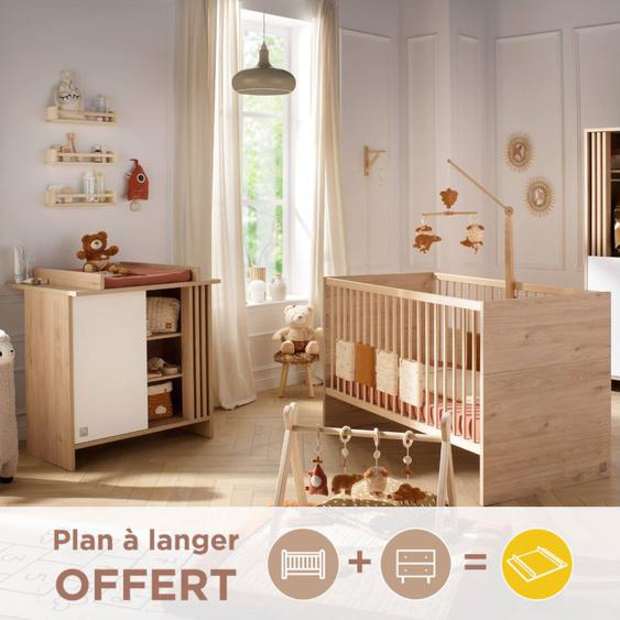 Chambre Bébé, Lit Évolutif Et Commode À Langer Avec Claustra - Tokyo Blanc/marron