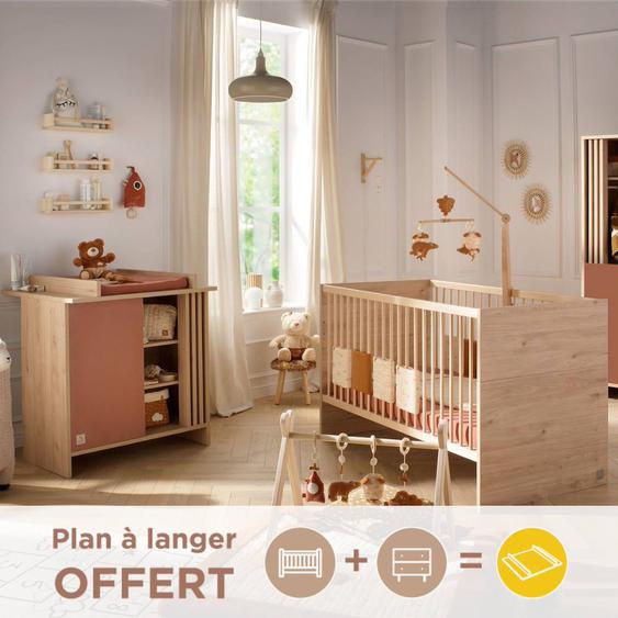 Chambre Bébé, Lit Évolutif Et Commode À Langer Avec Claustra - Tokyo Rouge/marron