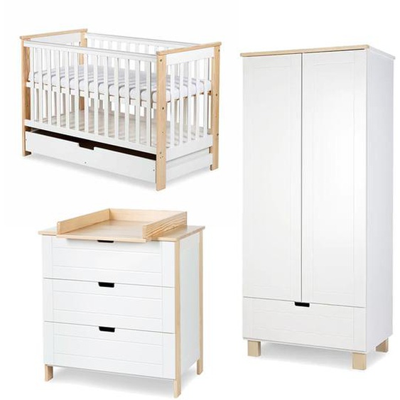 Chambre bébé scandinave complète KIWO (lit + commode + armoire) - Pin