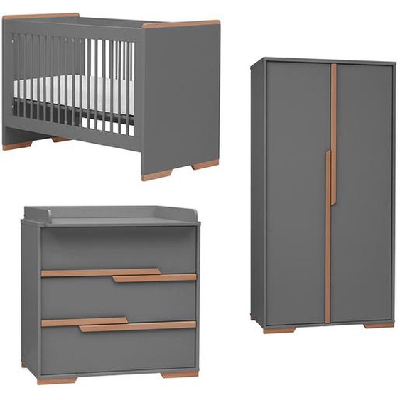 Chambre bébé SNAP complète graphite (lit bébé 120/140 + armoire + commode) - MDF