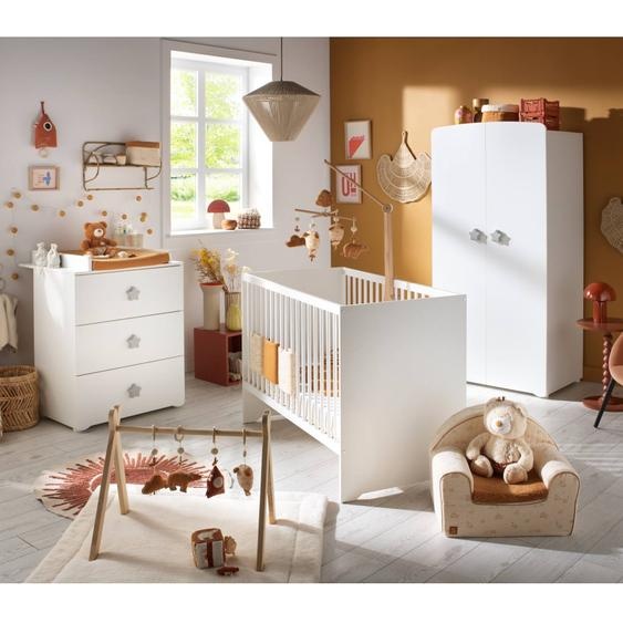 Chambre Complète Bébé Avec Lit À Barreaux, Commode À Langer Et Armoire 2 Portes - Basic Blanc/gris