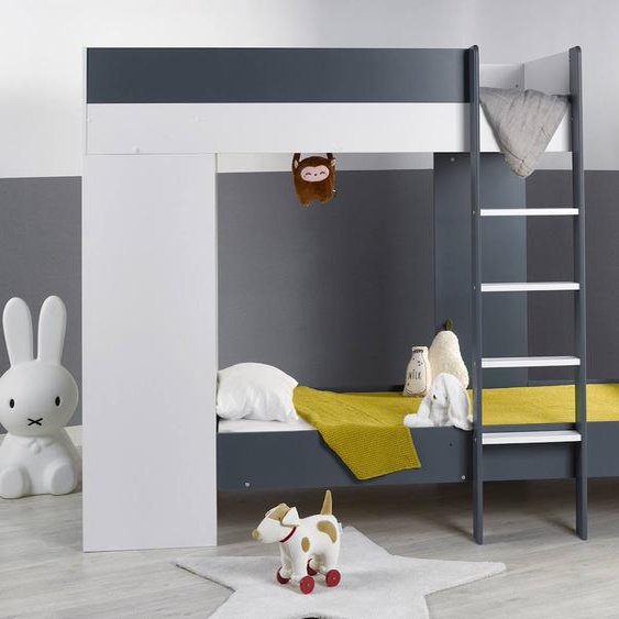 Chambre Enfant Lit Superposé Évolutif Blanc / Bleu Nuit
