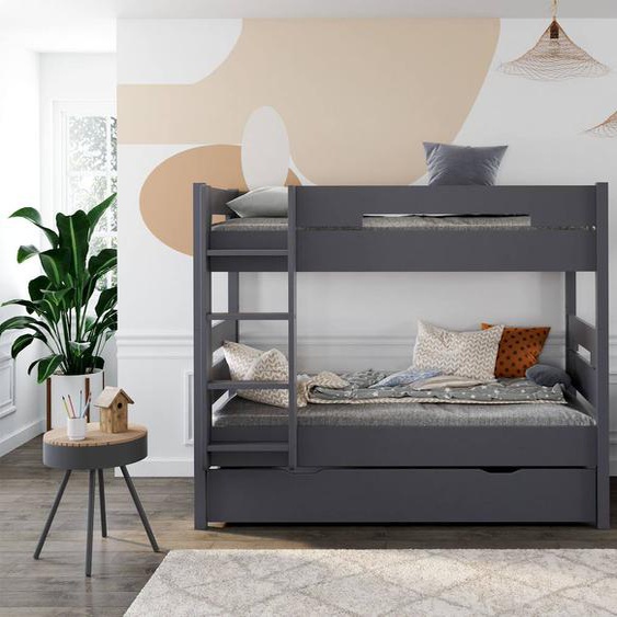 Chambre Enfant Lit Superposé Milo Anthracite /hêtre
