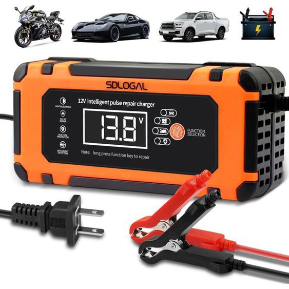 Sdlogal - Chargeur de Batterie Intelligent 12V 10A, Ultrixe Chargeur Automatique de Batterie avec Compensation de Température, lcd Écran, 4 Modes,