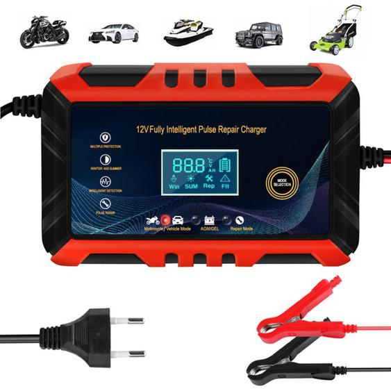 Chargeur de Batterie Intelligent 6A 12V, Ultrixe Mainteneur de Chargeur Batterie Voiture, Chargeur de Batterie avec LCD Tactile Écran Protections