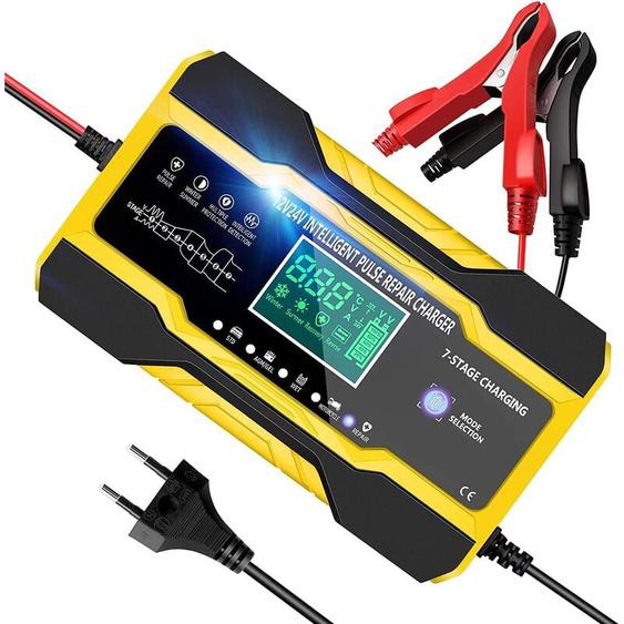 Bleosan - Chargeur de Batterie pour Voiture Auto Moto 10A 12V/24V Chargeur Intelligent avec Compensation de Température avec lcd Écran Tactile et 5