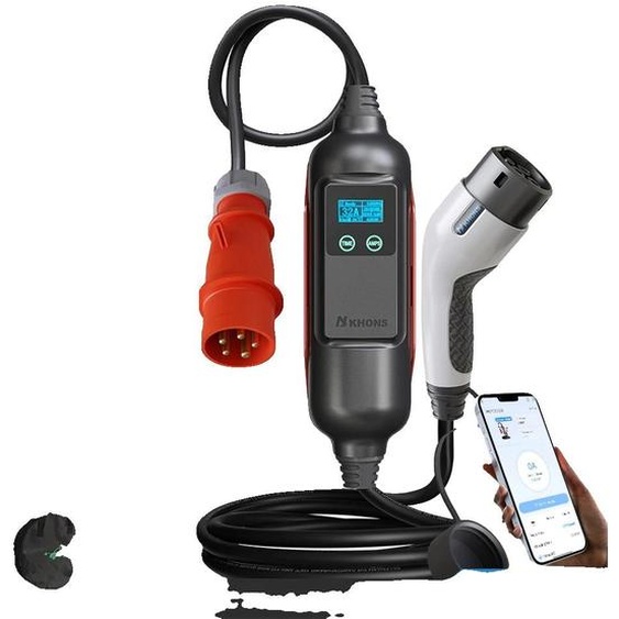 Chargeur portable pour véhicule électrique, contrôle via WiFi, résistance aux intempéries IP65, 22 kW et adaptateur de type 2