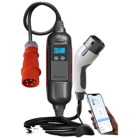Chargeur portable pour véhicules électriques, contrôle via WiFi, résistance aux intempéries IP65, 22 kW, 32 ampères, triphasé, type 2
