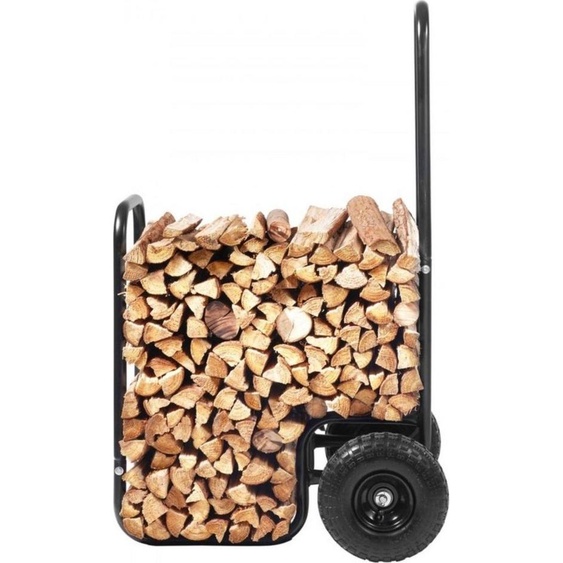 Chariot à bois de chauffage - Chariot à bois avec une capacité de charge de 113kg - Avec câble élastique & roues en caoutchouc - 67x52x110cm