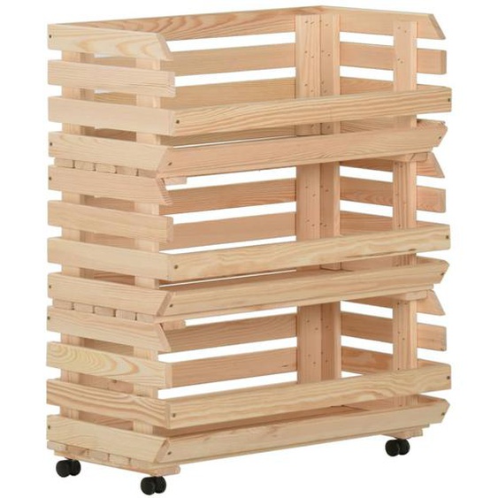 Chariot à légumes 77x30x80 cm Bois de pin solide