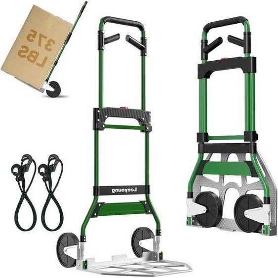 Chariot à main pour charges lourdes - Roue en aluminium - 170 kg - Vert