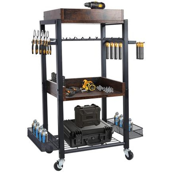 Chariot à outils à 4 niveaux avec roulettes pour une mobilité facile, noir