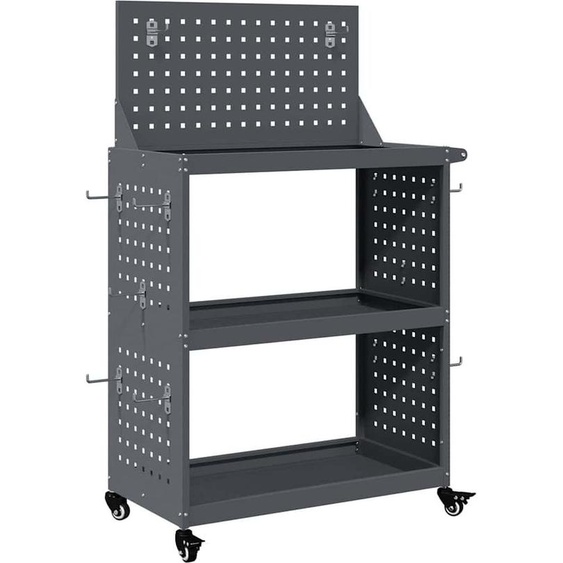 Chariot à outils avec étagère Anthracite 65 x 35 x 111 cm