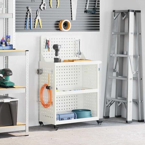 Chariot à outils Blanc 65 x 35 x 111 cm Acier laminé à froid