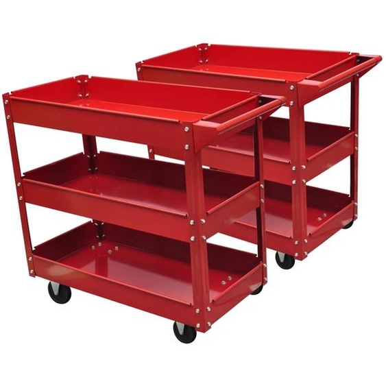 Chariot à outils datelier avec 3 étagères 2 pcs