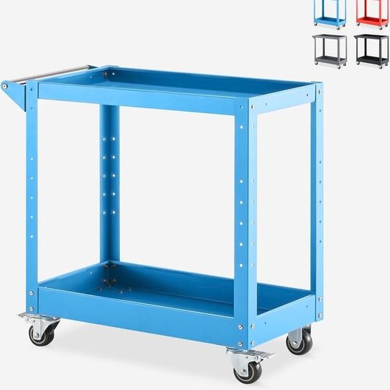 Chariot à outils en métal 2 étagères pour atelier Garage Kerey - Bleu