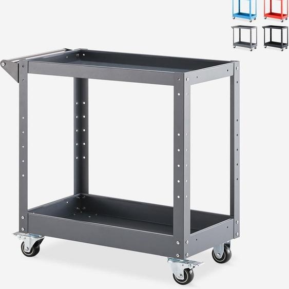 Chariot à outils en métal 2 étagères pour atelier Garage Kerey - Gris