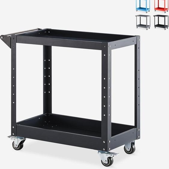 Chariot à outils en métal 2 étagères pour atelier Garage Kerey - Noir