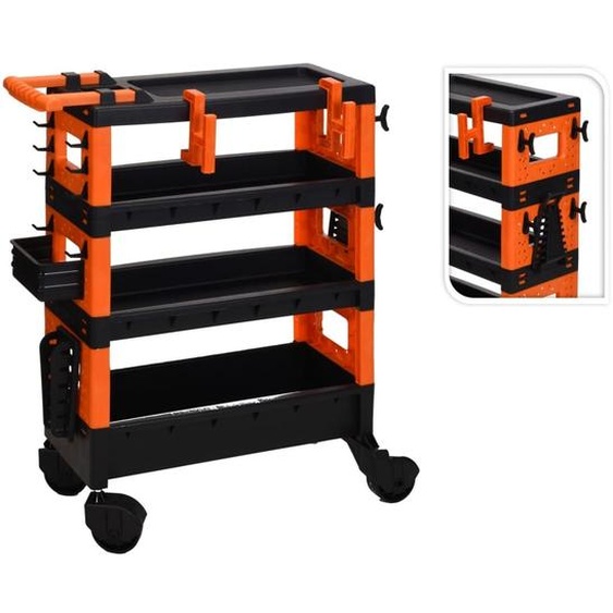 Chariot à outils FX-Tools avec 4 compartiments Noir et orange