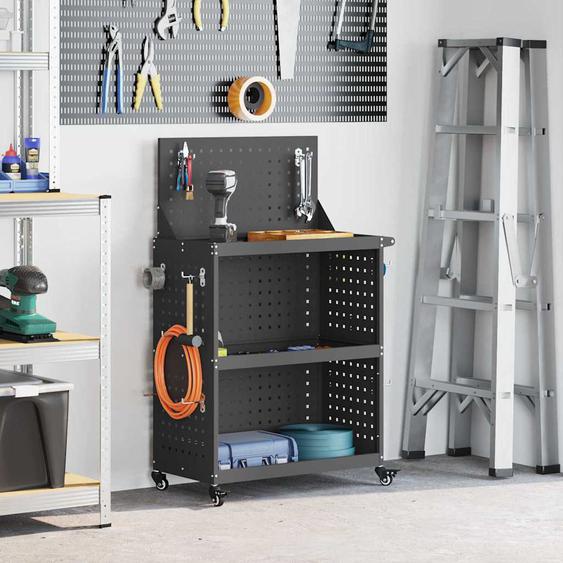 Chariot à outils Noir 65 x 35 x 111 cm Acier laminé à froid