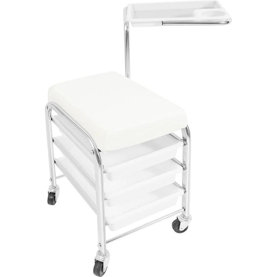 Chariot à outils pour manucure et pédicure - Chariot de salon - Structure métallique - Autonome - Pour le rangement des outils - Blanc