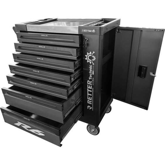 Chariot à outils R6 avec 306 outils | 7 tiroirs - Chariot datelier RETTER Tech Edition