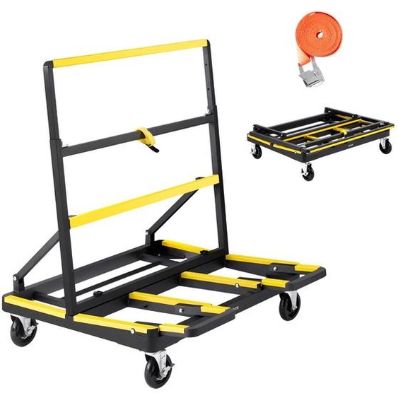 Chariot à panneaux VEVOR, capacité de charge 816 kg, chariot de transport avec 4 roues pivotantes & plateau de chargement extensible, chariot à panneaux pliable avec sangle darrimage pour la manutention de contreplaqué, plaques de plâtre, verre