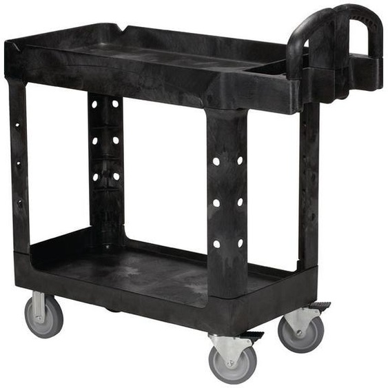 Chariot à plateaux 2 plateaux L770xl420mm noir capacité 226kg longerons/plateau PP