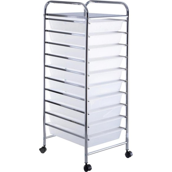 Chariot avec tiroirs Chariot de salle de bain roll-conteneur Chariot de salle de bain avec 10 tiroirs empilables-transparent